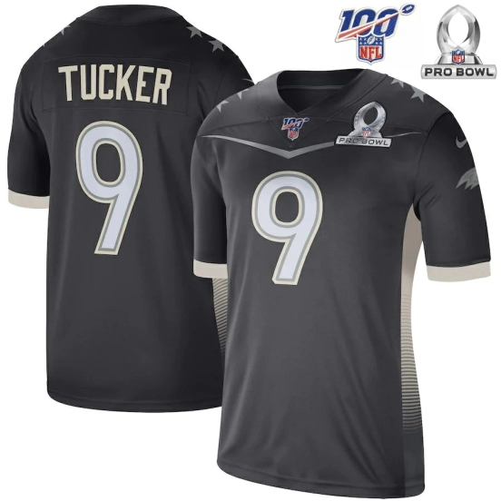 Men's Justin Tucker Anthracite 2020 AFC Pro Bowl Player Limited Team Jersey