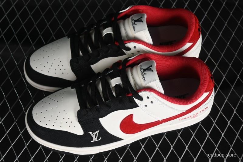 Nike SB Dunk Low LV Collaboration - Beige Black Red Glow in the Dark Anniversary High-End Custom Low-Top Casual Skate Shoes - JH8035-931