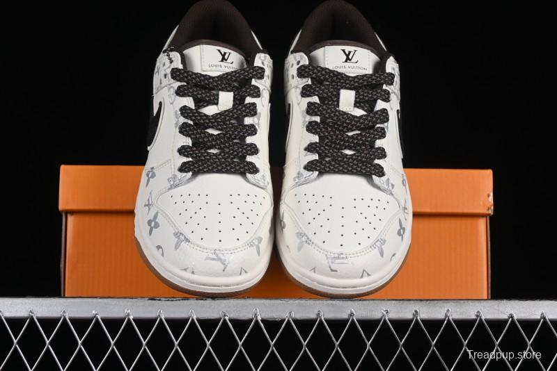Nike Dunk Low LV Louis Vuitton - Beige Black Denim Anniversary High-End Custom Sneakers - DQ1098-341