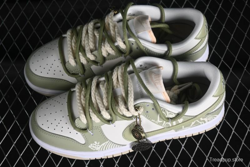 Nike Dunk Low SB Casual Sneakers with Deconstructed Laces and Dragon Well Tea-Inspired Design - DV0831-003