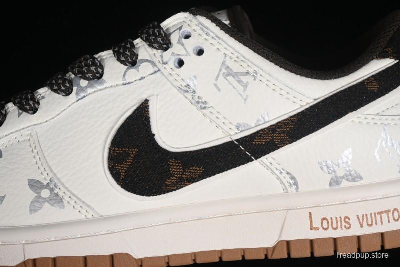 Nike Dunk Low LV Louis Vuitton - Beige Black Denim Anniversary High-End Custom Sneakers - DQ1098-341