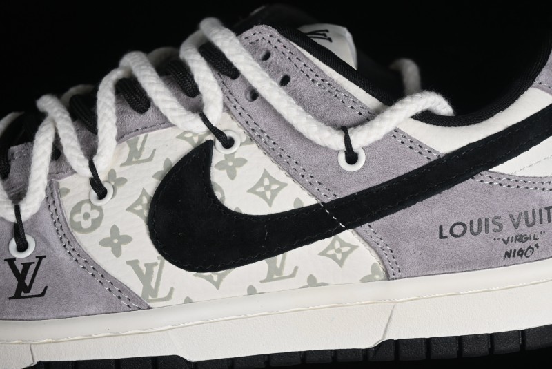 Nike SB Dunk Low LV Collaboration - Grey Pigskin Print Anniversary High-End Custom Low-Top Casual Sneakers - SJ2068-232