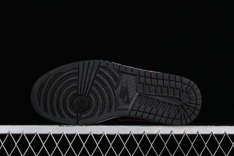 Nike Air Jordan 1 Low AJ1 Basketball Shoes in Grey Black with Red Swoosh - FZ4183-002
