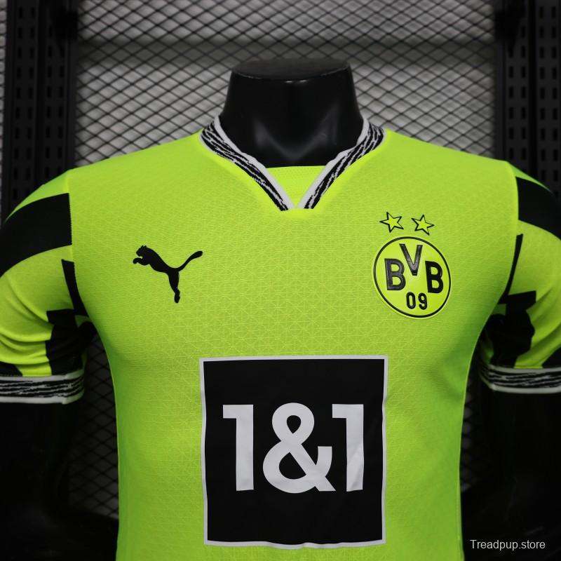 Player Version Borussia Dortmund 25/26 Neon Green Home Jersey with 1&1 Sponsor