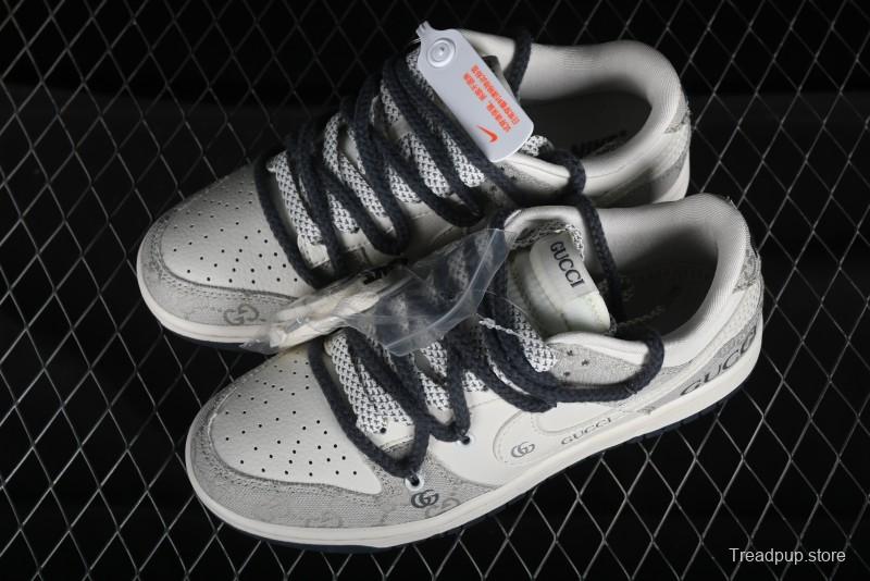 Nike SB Dunk Low Gucci Collaboration - Lace-Up Ash Anniversary High-End Custom Low-Top Casual Sneakers - SJ2068-263