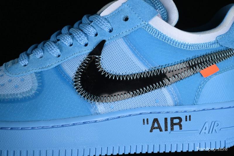 Nike Off White x Air Force 1 Low OW Collaboration Transparent Blue Casual Sneakers - AO4606-400