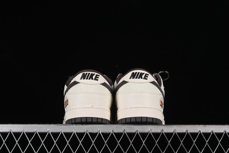 Nike SB Dunk Low Gucci Collaboration - Beige Brown Woven Fabric Anniversary High-End Custom Low-Top Casual Skate Shoes - DQ1098-375