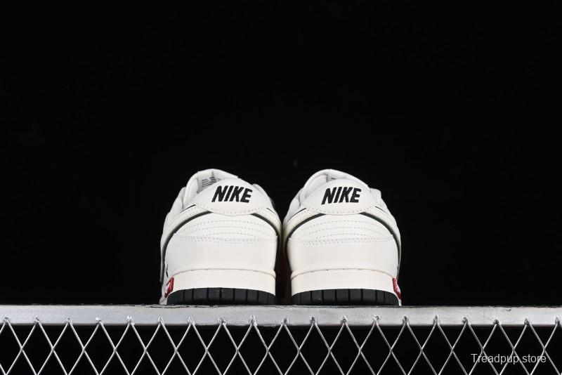 Nike SB Dunk Low Supreme Collaboration - Beige Black Mini Swoosh Anniversary High-End Custom Low-Top Casual Skate Shoes - DJ2024-006
