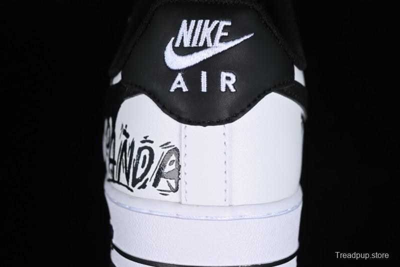 Nike Air Force 1 '07 Low Casual Sneakers with Black and White Graffiti Panda Design - DH7561-222