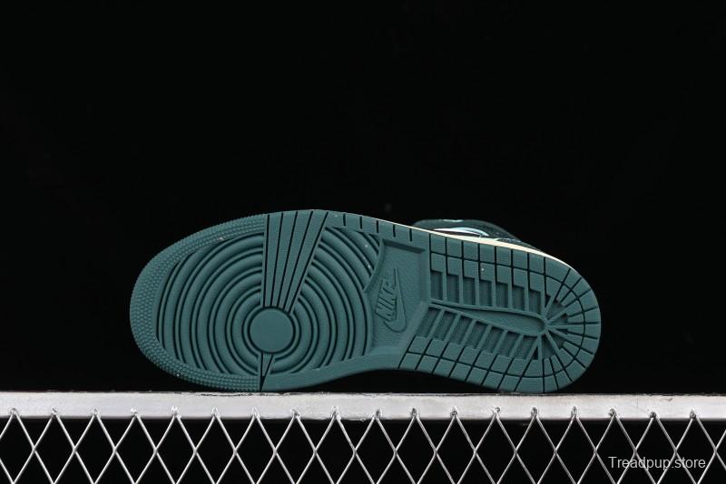 Nike Air Jordan 1 Mid AJ1 Snake Black Green Toe Mid-Top Basketball Shoes - FQ7818-100