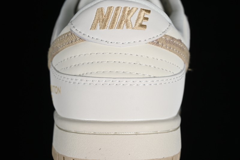 Nike SB Dunk Low LV Collaboration - Khaki Denim Anniversary High-End Custom Low-Top Casual Skate Shoes - XP3802-337
