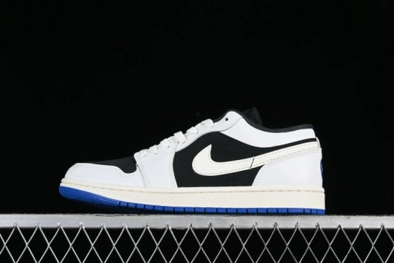 Nike Air Jordan 1 Low "Quai 54" Casual Sneakers in White Black Blue - HQ0764-001