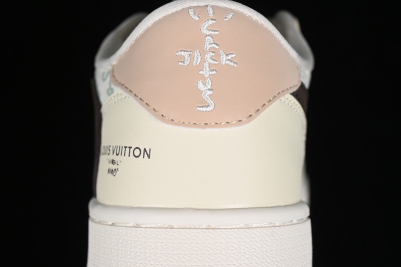 Nike Travis Scott x Fragment Design x Jordan Air Jordan 1 Low OG SP AJ1 LV Beige Brown Print Casual Sneakers - LJ5188-006