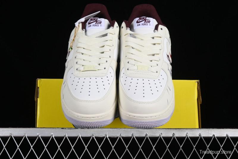 Nike Air Force 1'07 Low "MUD" Casual Sneakers with Bamboo Forest and Wandering Swordsman Print - XC2351-110