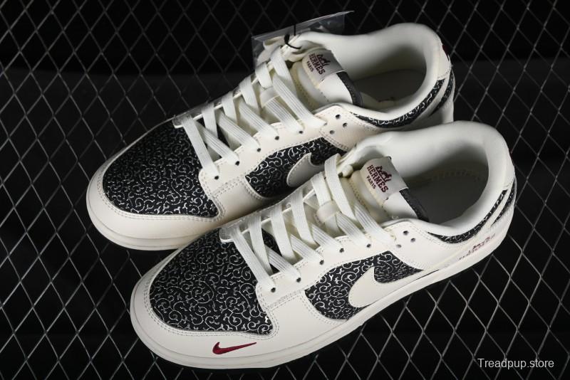 Nike SB Dunk Low Hermes Collaboration - Beige Swoosh Anniversary High-End Custom Low-Top Casual Skate Shoes - XD6188-038