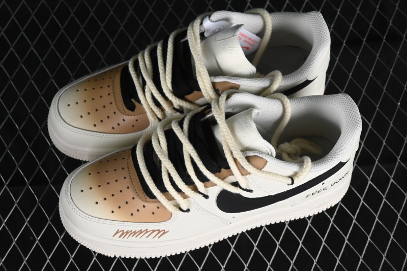 Nike Air Force 1 '07 Low Custom Cappuccino Anime-Themed Spray-Painted Casual Sneakers with Strap - ZH0316-019