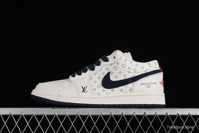 Nike Air Jordan 1 Low LV Collaboration Retro Casual Sneakers in Beige Orange - WG8850-001