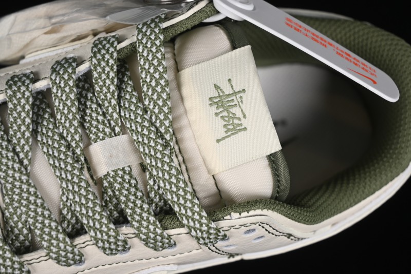 Nike SB Dunk Low Stussy Collaboration - Beige Green Anniversary High-End Custom Low-Top Casual Skate Shoes - BB1818-102