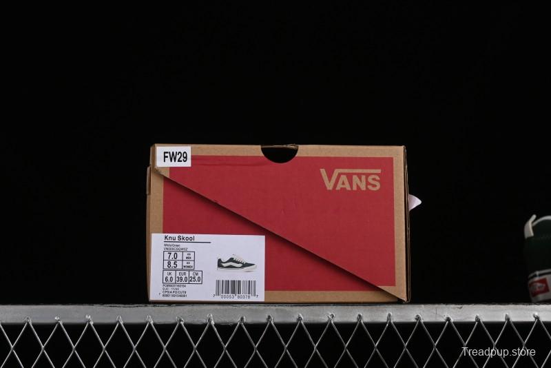 Vans Knu-Skool High Street American Retro Canvas Skate Shoes in Black Green - VN000CSQW3Z