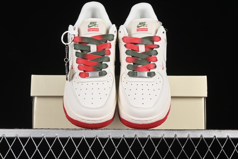 Nike Air Force 1 '07 Low Supreme Casual Sneakers in Beige Red Green - XZ6188-009