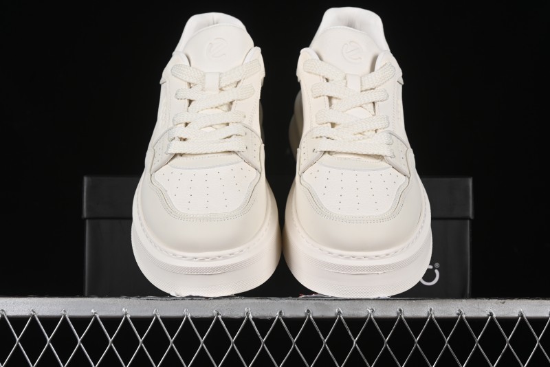 ECCO 2024 New Fashion Simple Versatile Genuine Leather White Sneakers - 61881301002