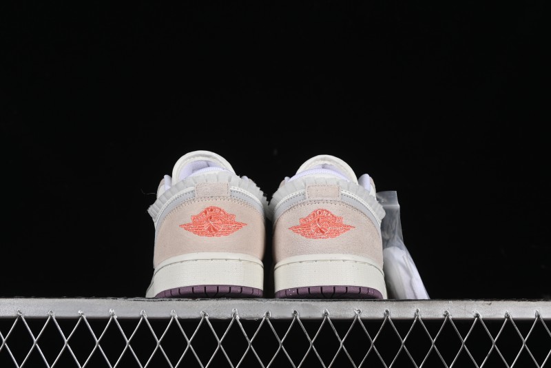 Nike Air Jordan 1 Low Retro Casual Sneakers with Smooth Leather and Suede - FQ8094-100