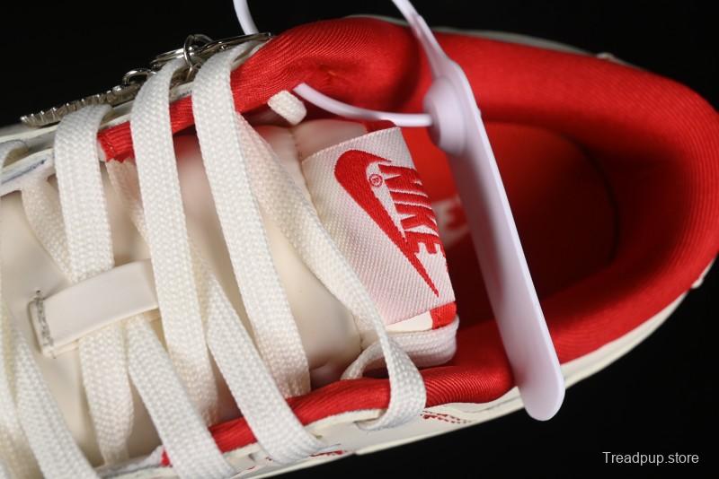 Nike SB Dunk Low Comme des Garcons Collaboration - Off-White Small Red Hook Anniversary High-End Custom Low-Top Casual Skate Shoes - KK1688-100
