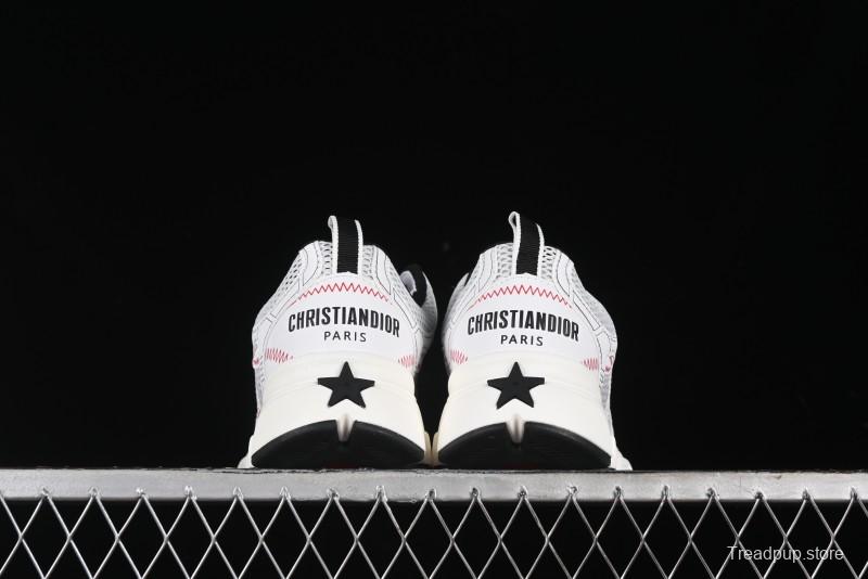 Dior Chrono Round Toe Lace-Up Lifestyle Casual Running Sneakers - 19W WHITE RED