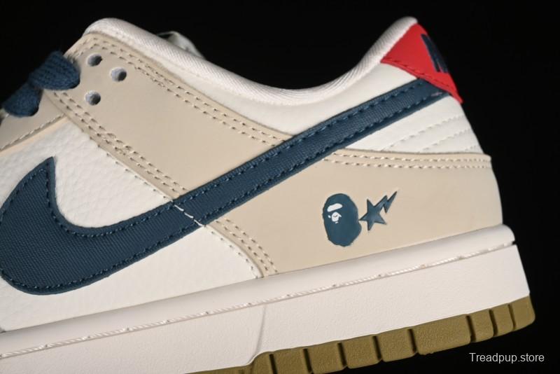 Nike SB Dunk Low Bape Collaboration - Beige Blue Anniversary Custom Low-Top Casual Sneakers CF3688-011