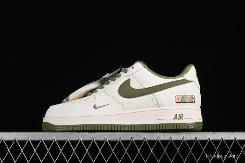 Nike Air Force 1 '07 Low Gucci Collaboration - Beige Green Linen Casual Sneakers - XZ3398-588