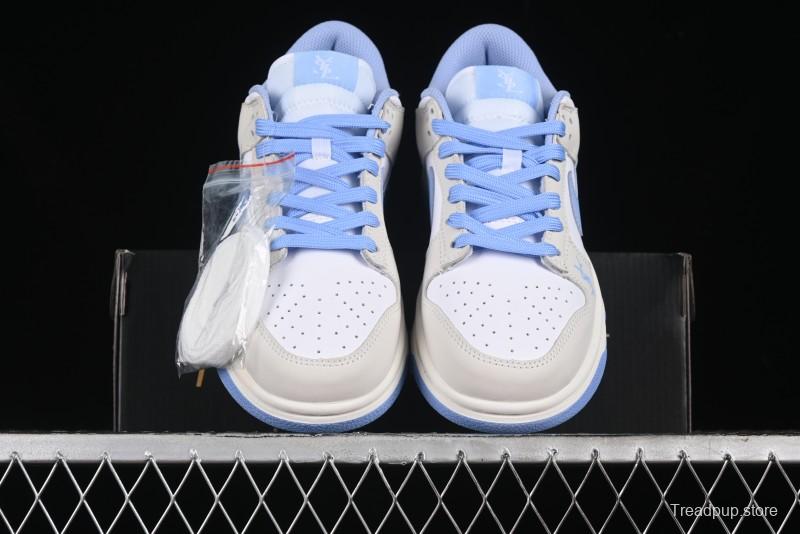 Nike SB Dunk Low Saint Laurent Series - White Grey Blue Swoosh Anniversary High-End Custom Low-Top Casual Sneakers - GF2409-168
