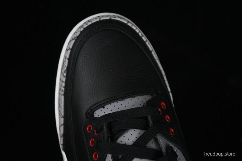 Nike Air Jordan 3 Retro Black Cement Sneakers with Visible Air Cushion - DN3707-010