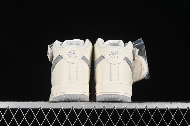 Nike Air Force 1 '07 Mid Casual Sneakers in Light Grey with 3M Reflective Details and Crystal Outsole - XL0236-232
