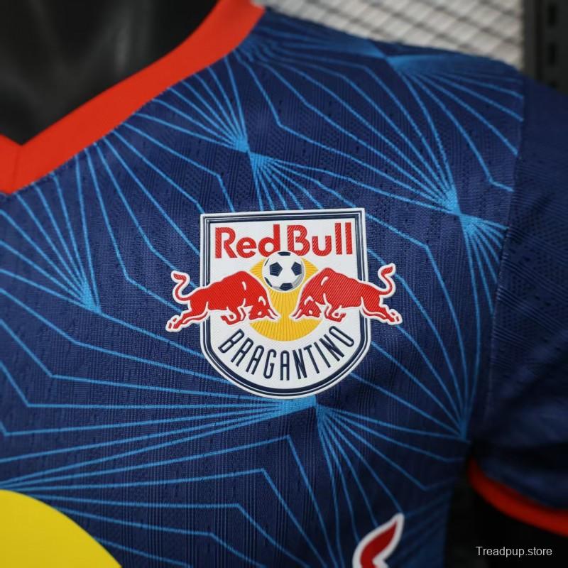 Player Version 25/26 RB Bragantino Blue with Geometric Pattern and Red Bull Logo Jersey