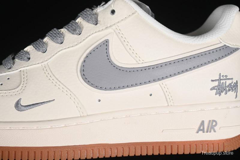Nike Air Force 1 '07 Low Stussy Collaboration - Light Bone Gum Sole Casual Sneakers - XZ5688-003
