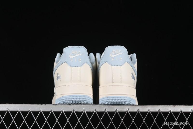 Nike Air Force 1 '07 Low Stussy Collaboration - Off White Elegant Blue Low-Top Casual Sneakers - XZ3328-002