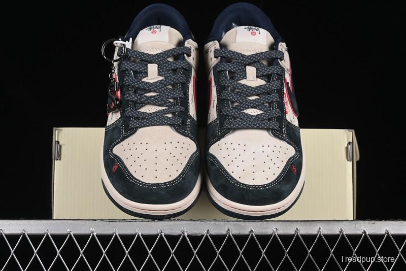 Nike SB Dunk Low Stussy Collaboration - Anniversary High-End Custom Low-Top Casual Skate Shoes - DQ1098-520