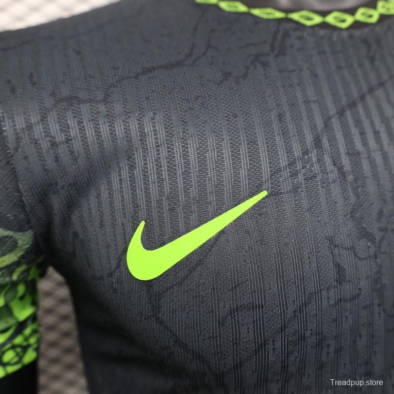 Player Version 2025 Brazil Dark Grey with Neon Green Flame Jersey