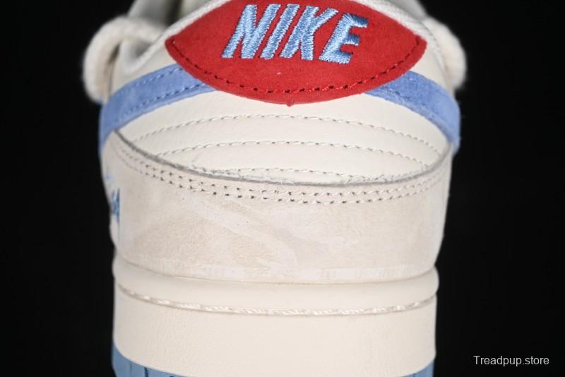 Nike SB Dunk Low Stussy Anniversary Edition Customized Low-Top Casual Skate Shoes with Blue Swoosh - SJ2068-279