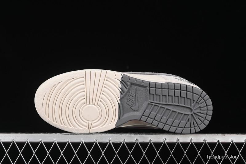 Nike SB Dunk Low The North Face Collaboration - Grey Pigskin Navy Swoosh Anniversary Custom Low-Top Casual Skate Shoes - SJ1089-009