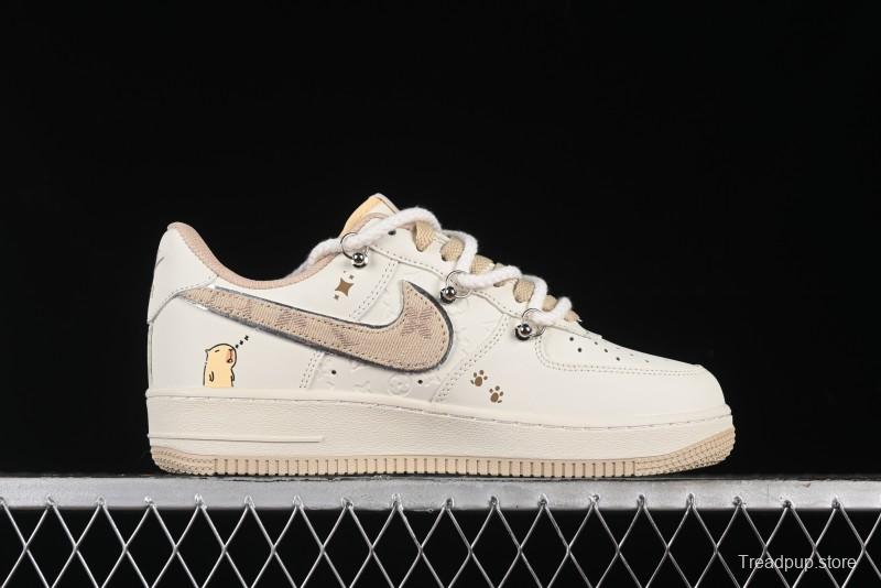 Nike Air Force 1 Low x Capybara "Pearl Girl" Casual Sneakers with Lace-Up Design - LV0506-505