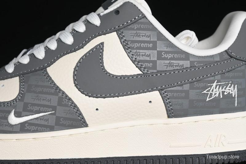 Nike Air Force 1 '07 Low Stussy Collaboration - Light Bone Shadow Low-Top Casual Sneakers - DF0180-008