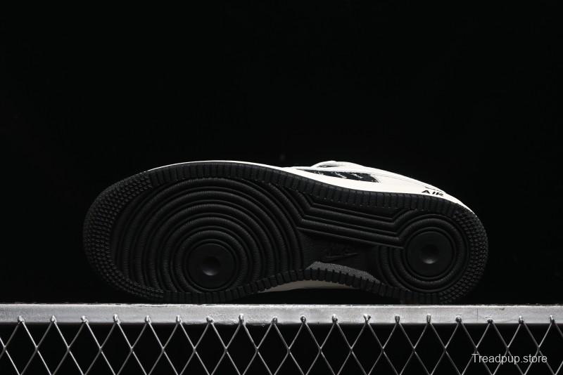 Nike Air Force 1 '07 Low Stussy Collaboration - Black Sail Silver Swoosh Casual Sneakers - XZ6188-729