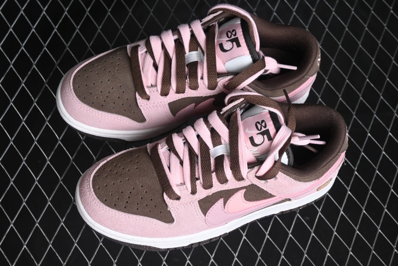 Nike Dunk Low 85 Double Swoosh Series Strawberry Chestnut SB Low Top Casual Skate Shoes - HV1799-161