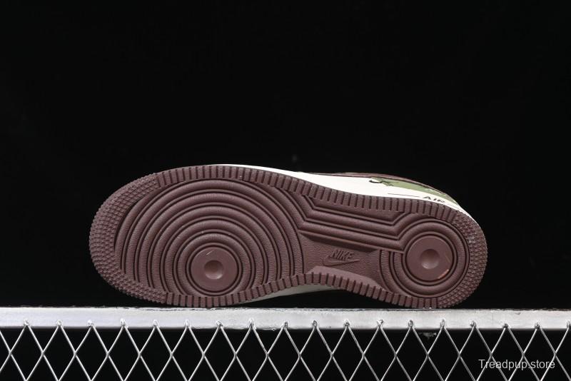 Nike Air Force 1 '07 Low Stussy Collaboration - Green Brown Low-Top Casual Sneakers - KK1988-038