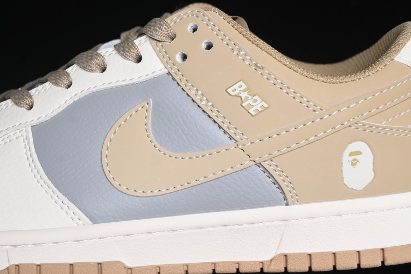 Nike SB Dunk Low BAPE Collaboration - Beige Grey Brown Anniversary Customized Low-Top Casual Sneakers - BB8969-006