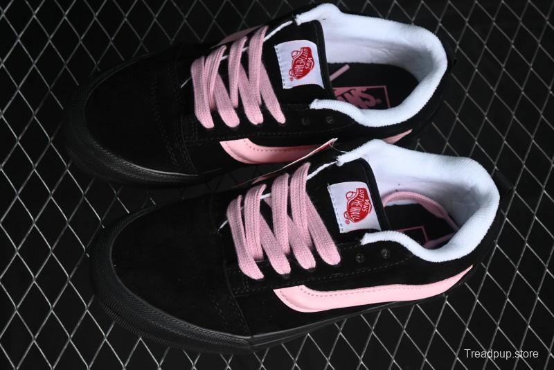 Vans Knu Skool Low Top Retro Sneakers in Black Pink with Big Logo - VN0009QC6BT1