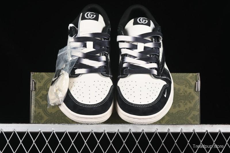 Nike Travis Scott x Fragment Design x Air Jordan 1 Low OG SP AJ1 Gucci Collaboration - Black Dragonfly Low-top Casual Sneakers - SJ2068-139