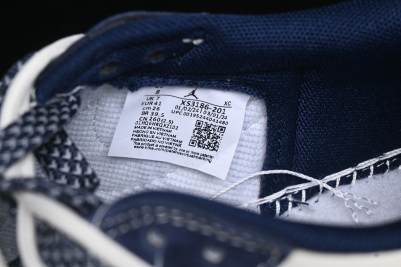 Nike Travis Scott x Fragment Design x Air Jordan 1 Low OG SP AJ1 Bape Collaboration - Klein Blue Lace-Up Low-Top Casual Sneakers - XS3186-201