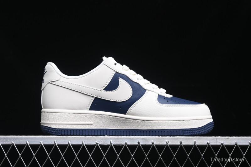 Nike Air Force 1 '07 Low Burberry Collaboration - Off White Navy Blue Patchwork Low Top Casual Sneakers BB8588-222